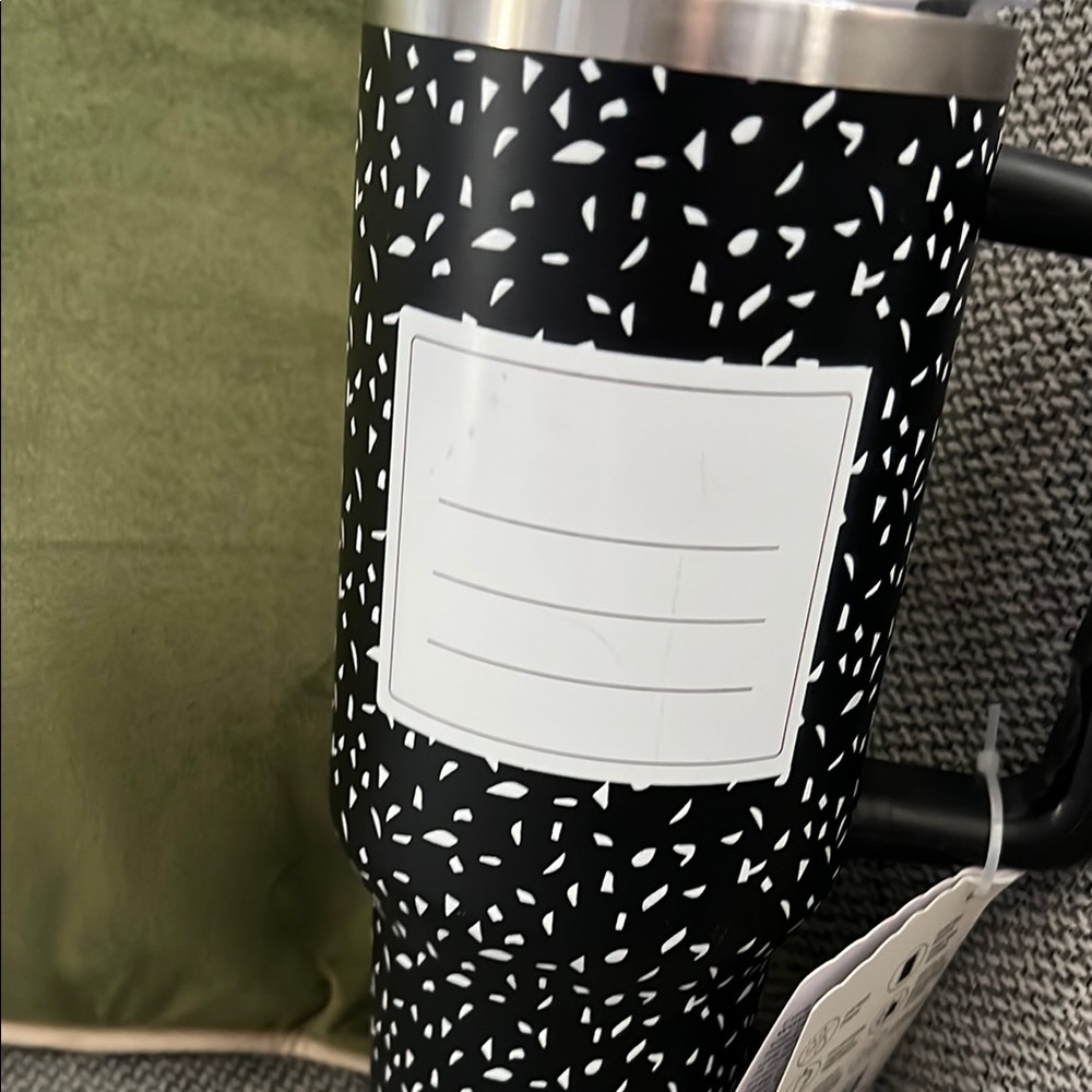 Black and White Composition Notebook Speckled Tumbler with Straw, new - Picture 4 of 9
